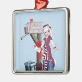Postdrager Elf Mailbox Gifts Silver Ornament (Links)