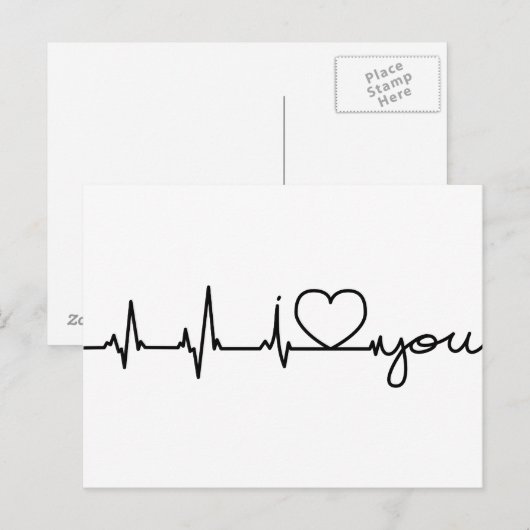 Postelektrocardiogram Ik hou van je Briefkaart (Voorkant / Achterkant)