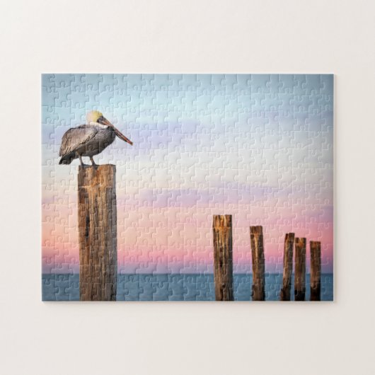 Posten en een Pelican | Fort Myers Beach, Florida Legpuzzel (Horizontaal)
