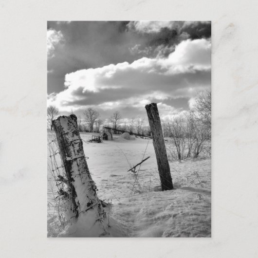 Posten in de sneeuw briefkaart (Voorkant)