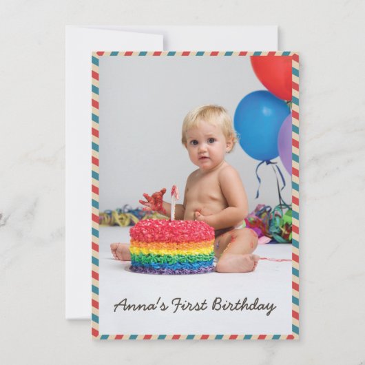 Postenveloppe. Verjaardagsuitnodiging. Kaart (Achterkant)