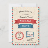 Postenveloppe. Verjaardagsuitnodiging. Kaart (Voorkant)