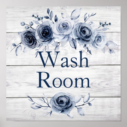 Poster 12 x 12 Chic Farmhouse Blue/White Floral 2 (Voorkant)