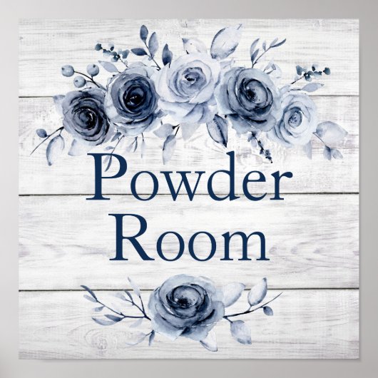 Poster 12 x 12 Chic Farmhouse Blue/White Floral PR (Voorkant)