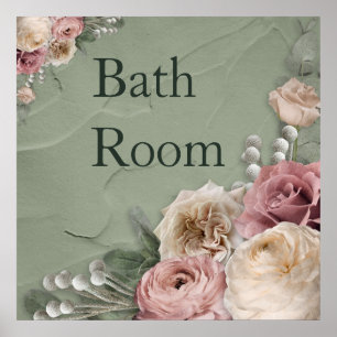 Poster 12 x 12  Floral Bath Room