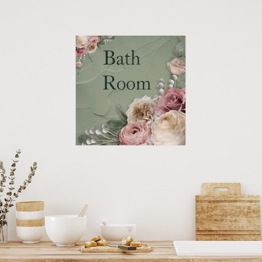 Poster 12 x 12  Floral Bath Room (Keuken)