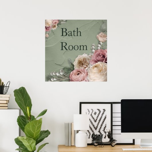 Poster 12 x 12  Floral Bath Room (Thuiskantoor)
