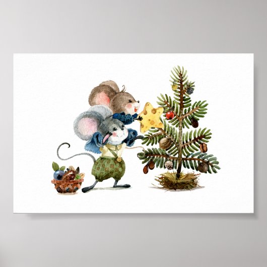 Poster (15,24 x 10,16cm) - Christmas Mice (Voorkant)