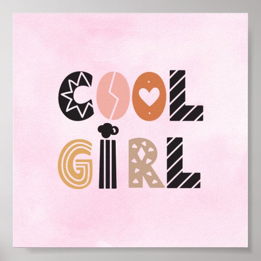 Poster (15,2 x 15,2cm) - Cool Girl (Voorkant)