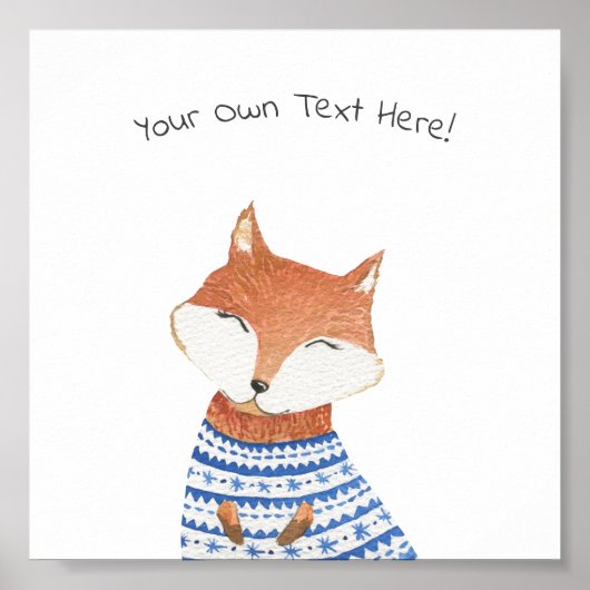 Poster (15,2 x 15,2cm) - Cute Little Fox (Voorkant)