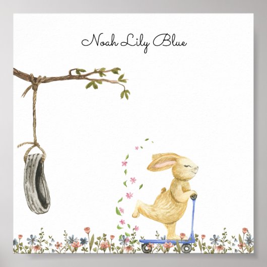 Poster (15,2 x 15,2cm) - Happy Rabbit (Voorkant)