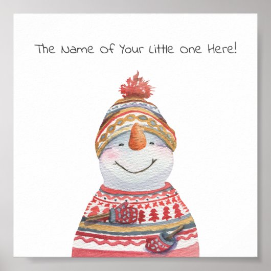 Poster (15,2 x 15,2cm) - Snowman In A Sweater (Voorkant)