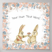 Poster (15,2 x 15,2cm) - Two Rabbits (Voorkant)