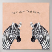 Poster (15,2 x 15,2cm) - Zebra (Voorkant)