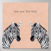 Poster (15,2 x 15,2cm) - Zebra (Voorkant)