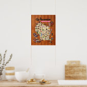 Poster - 16 x 20 - Wisconsin Supper Club Map (Keuken)