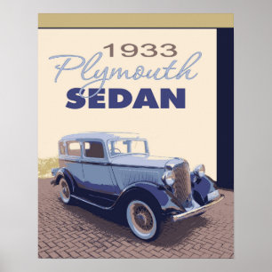 Poster 16x20 1933 Plymouth Sedan Antiek auto