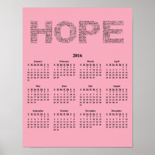 poster 2016 Wall Calendar Breast Cancer Awareness