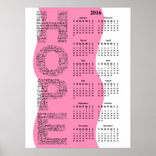 poster 2016 Wall Calendar Breast Cancer Awareness