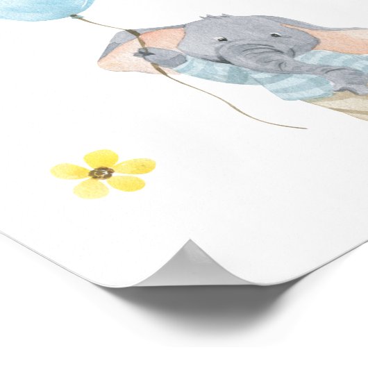 Poster 21.6x27.9cm - Little Elephant With Balloon (Hoek)