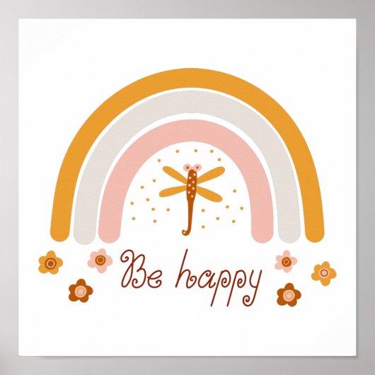 Poster 30,5 x 30,5 cm - Rainbow Be Happy (Voorkant)