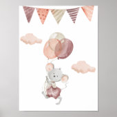 Poster 30,5x40,6cm - kleine muis met ballonnen (Voorkant)