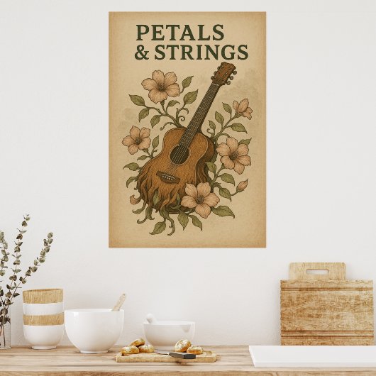 Poster 48, bloemblaadjes en strijkers, kunst (Keuken)