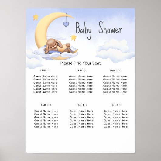 Poster 6 Tafel Baby Shower (Voorkant)