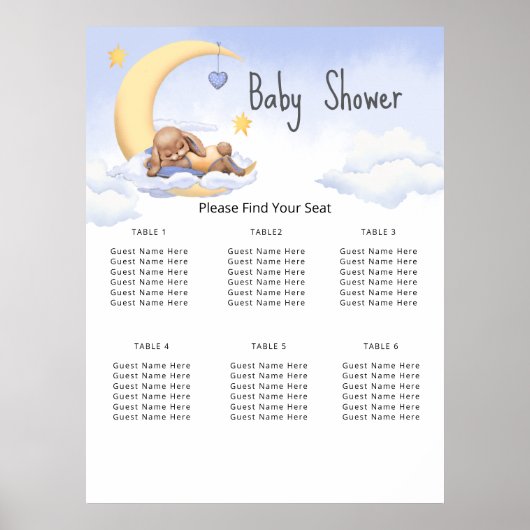 Poster 6 Tafel Baby Shower (Voorkant)