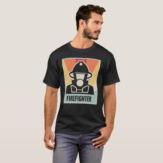 Poster 70s StijlFIREFIGHTER T-shirt (Voorkant volledig)