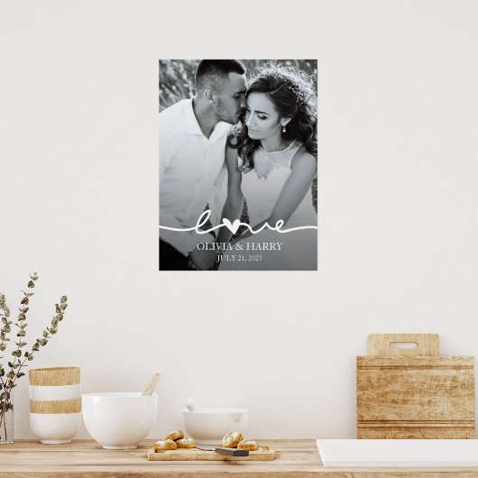 Poster Aangepast fotoliefdesscript (Keuken)