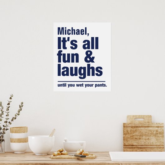 Poster aangepaste FUN & LAUGHS-naam (Keuken)
