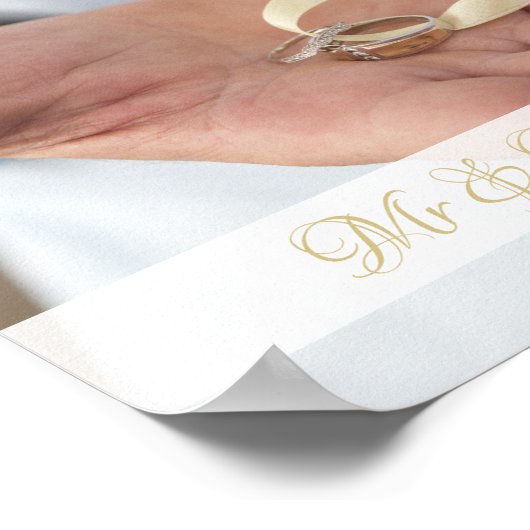 Poster Aangepaste naam en foto-bruiloft (Hoek)