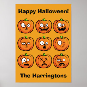 Poster aangepaste tekst voor Halloween Pumpkins Pu