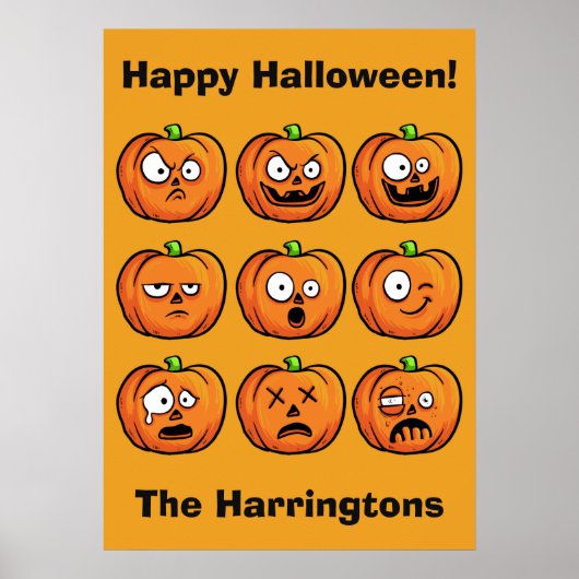 Poster aangepaste tekst voor Halloween Pumpkins Pu (Voorkant)