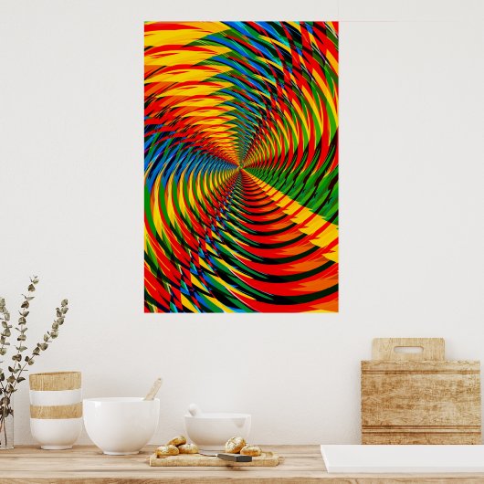 Poster: Abstract / Psychedelic Radiaalpatroon Poster (Keuken)