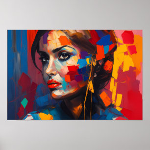 Poster - Abstract Regenboog Vrouw