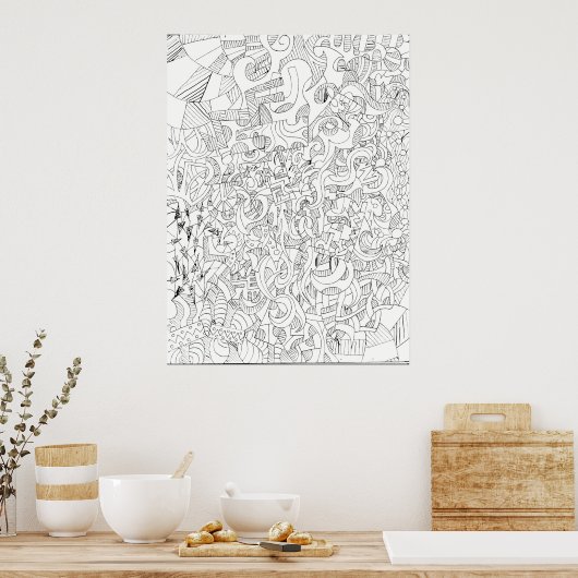 Poster abstracte contouren (Keuken)