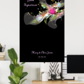 Poster abstracte handtekeningen Floral Guest (Thuiskantoor)