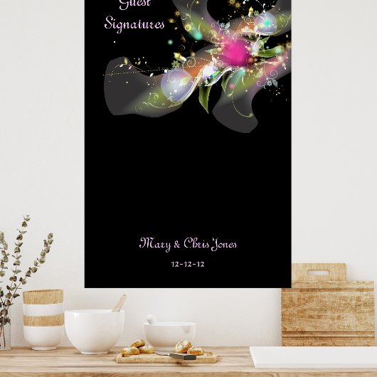 Poster abstracte handtekeningen Floral Guest (Keuken)