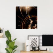 Poster Abstracte Kunst Gouden Ruimte (Thuiskantoor)