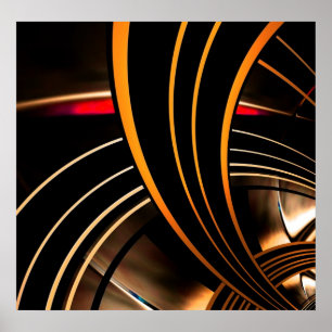 Poster Abstracte Kunst Gouden Ruimte 2