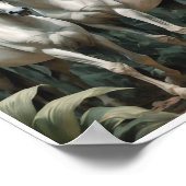 Poster Abstracte Kunst Witte Paarden Wandkunst (Hoek)