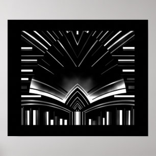 Poster Abstracte Kunst Zilveren Streep Bocht