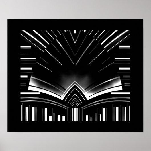 Poster Abstracte Kunst Zilveren Streep Bocht (Voorkant)