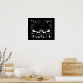 Poster Abstracte Kunst Zilveren Streep Bocht (Keuken)