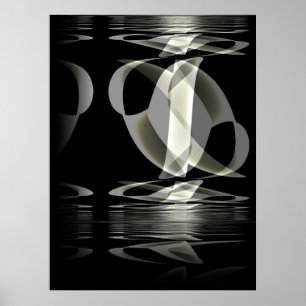 Poster Abstracte Kunst Zwart Witte Reflectie