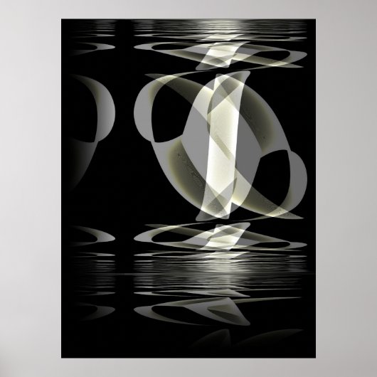 Poster Abstracte Kunst Zwart Witte Reflectie (Voorkant)