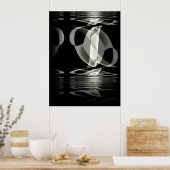 Poster Abstracte Kunst Zwart Witte Reflectie (Keuken)