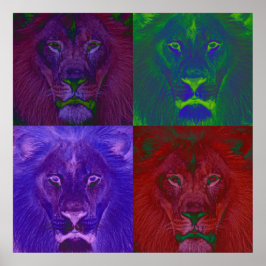 Poster abstracte leeuwen